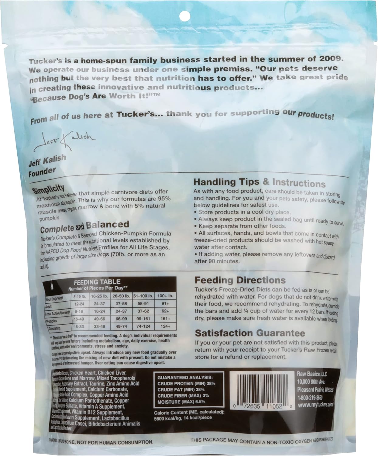 Tucker’s Raw Frozen Freeze Dried Raw Dog Food, Chicken & Pumpkin Formula 14oz