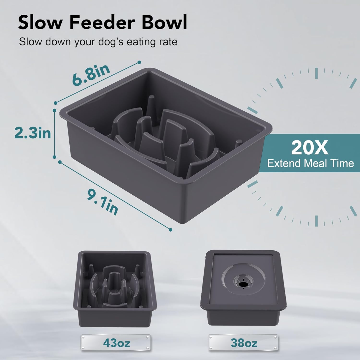 UPSKY 2-in-1 Elevated Dog Bowls Slow Feeder, 4 Height Adjustable Raised Dog Bowl Stand No Spill Dog Water Bowl Dispenser, Anti-Slip Dog Food and Water Bowl for Small Medium Dogs