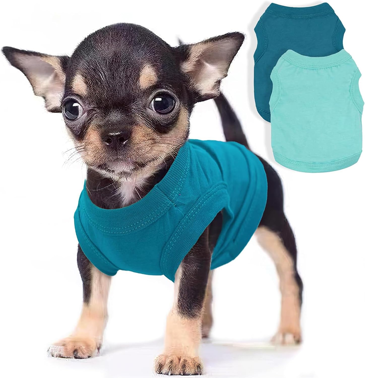 2 Pieces Chihuahua Clothes Dog Clothes for Small Dogs Girl Boy Spring Summer Puppy Soft Dog Shirt Solid Color Pet Clothing Cute Cat Cloth XXS~M (X-Small)