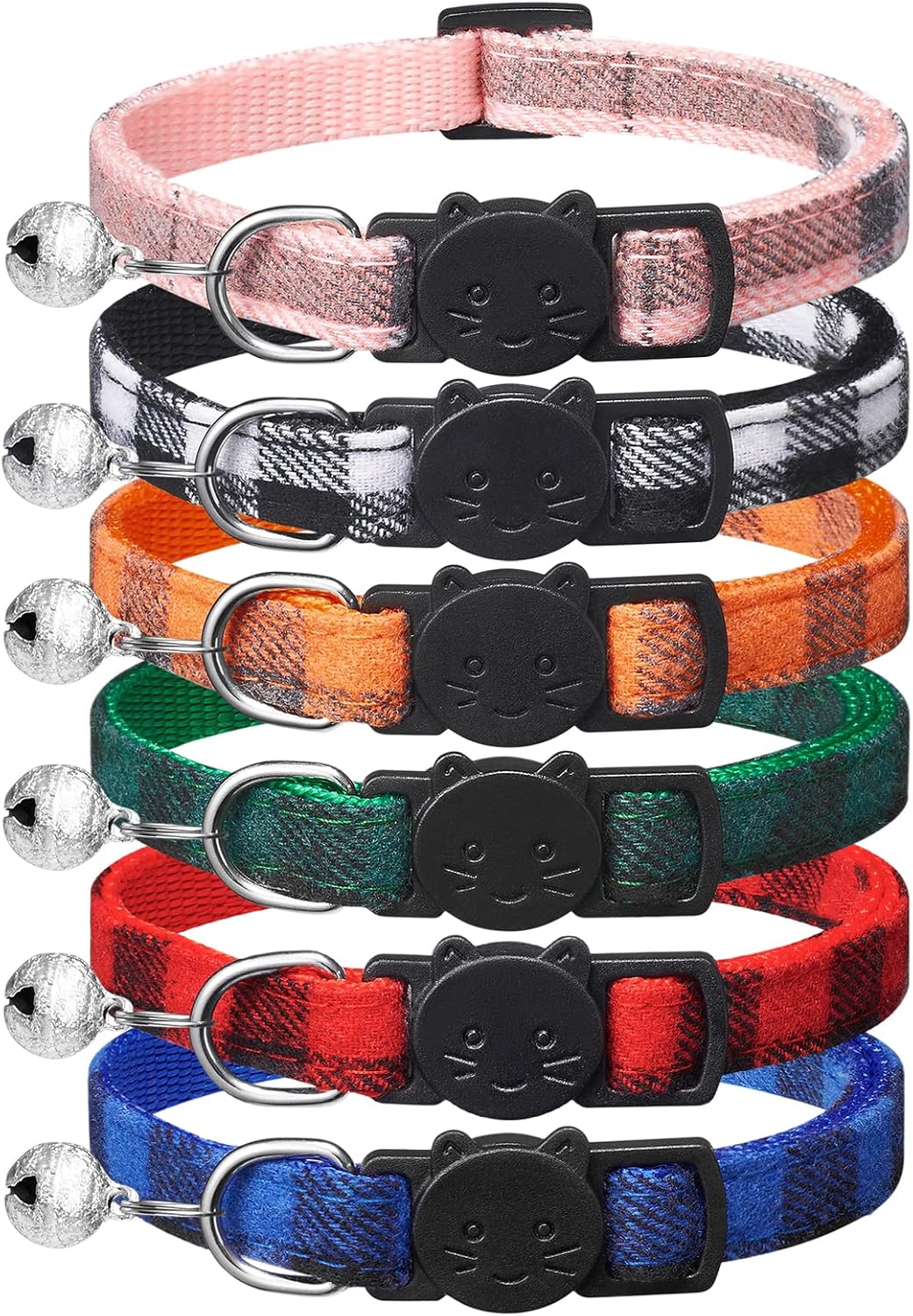 6 Pack Classic Plaid Cat Collars with Bells – Breakaway Kitten Collar and Adjustable 6-9 in,Cute Kitty Collar for Girl Boy Cats,Pet Gifts,Accessories,Supplies,Stuff