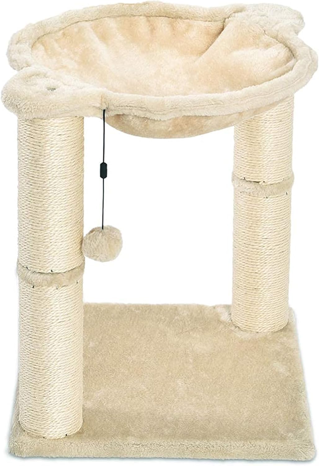 Amazon Basics Cat Tower with Hammock and Scratching Posts for Indoor Cats, 15.8 x 15.8 x 19.7 Inches, Beige
