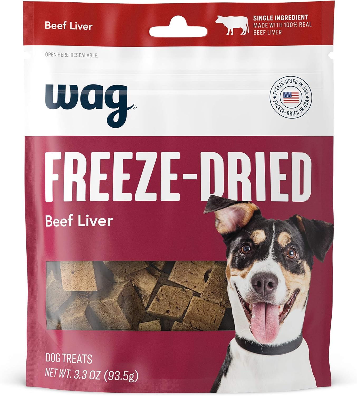 Amazon Brand – Wag Freeze-Dried Raw Single Ingredient Dog Treats, Beef Liver, 3.3 Ounce (Pack of 1)