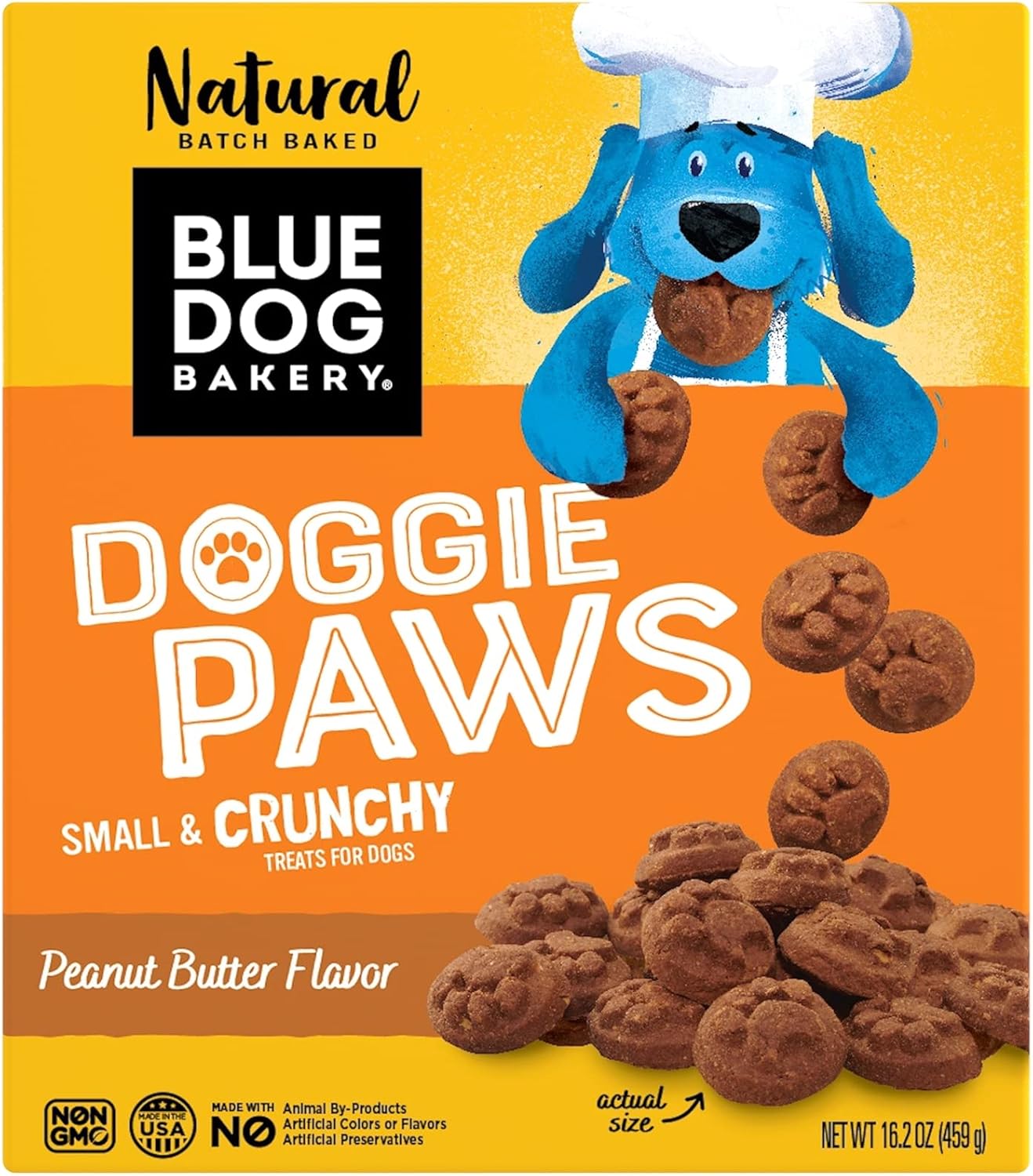 Blue Dog Bakery Natural Dog Treats, Doggie Paws, Peanut Butter Flavor, 16.2oz (1 Count)