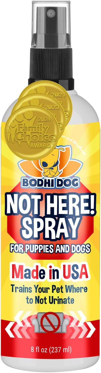 Bodhi Dog Not Here Spray – Trains Your Pet Where Not to Pee Indoors or Outdoors – Anti Marking Deterrent for Furniture, Carpet and Floor – Training Corrector for Puppies & Dogs – Made in USA (8 Fl Oz)