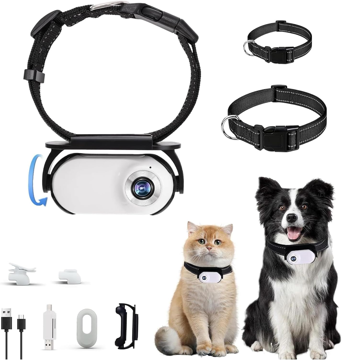 Cat Cam Pro, catcam pro, Cat Cam Pro Collar, Cat POV Camera Collar, Hd 1080p Pet Body Cam with Wireless Collar Mount, Multi-Accessories for Dog/Cat Adventures Indoor/Outdoor (White,No Card)