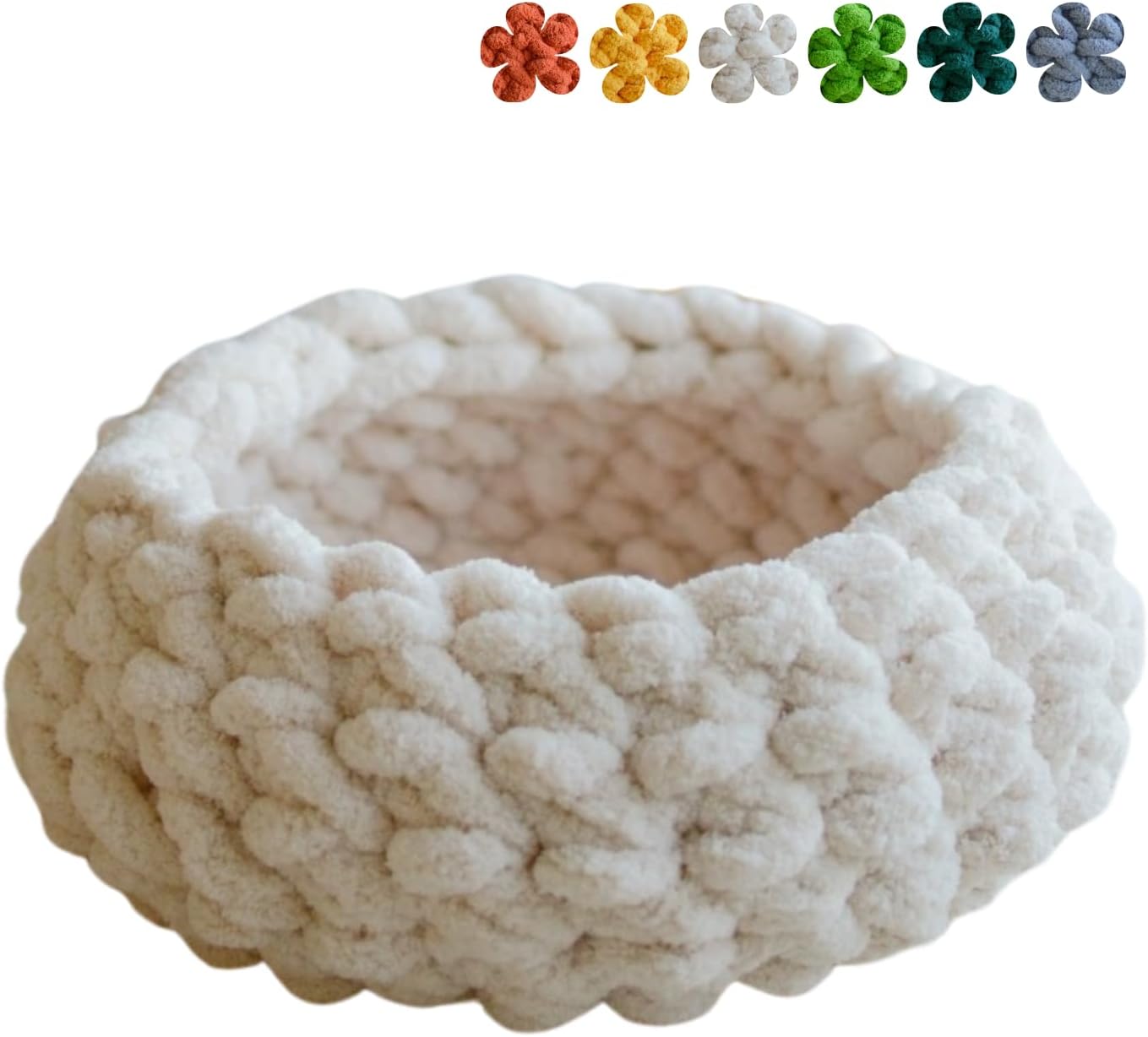 Cat Nest Bed – Premium Handwoven Washable Extra Soft and Warm Indoor House Furniture (Cloud White,Medium)