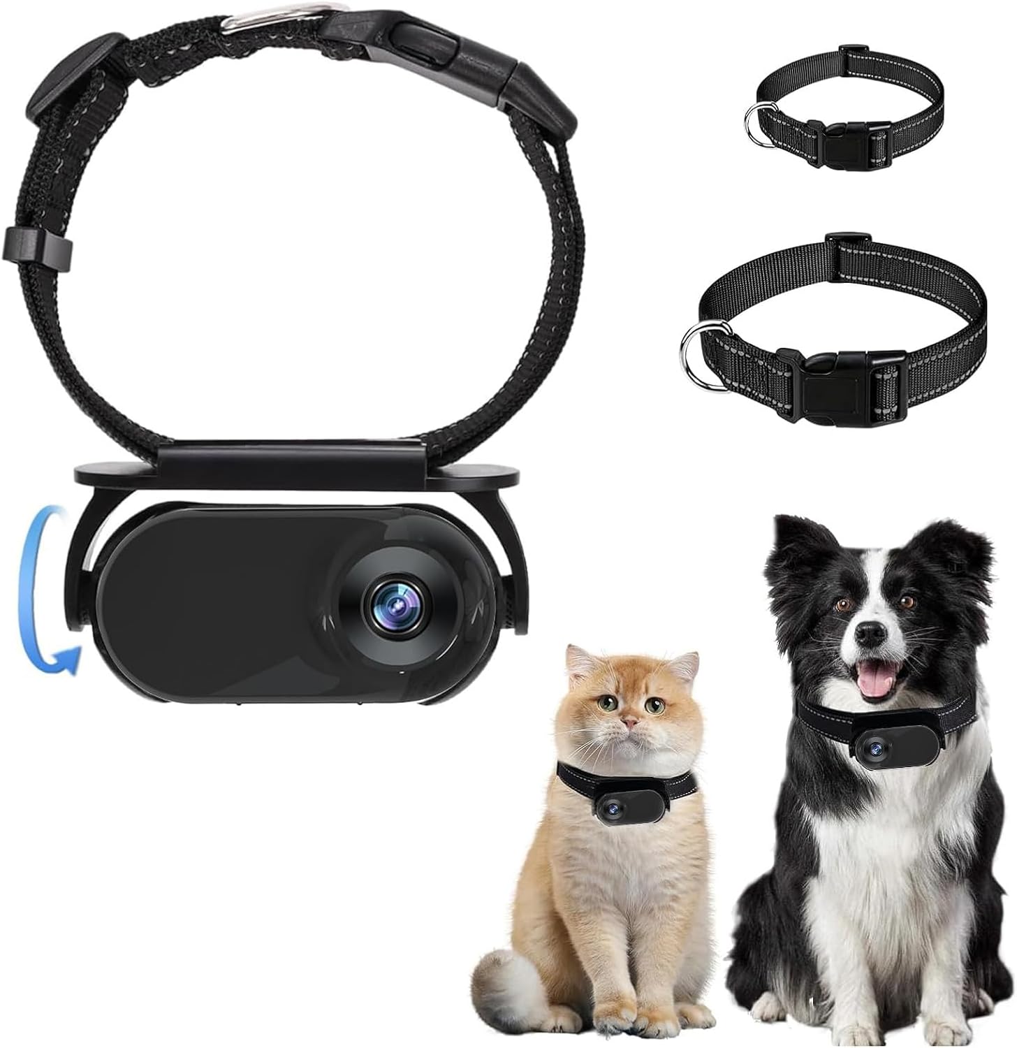 Cat Video Camera,Pet Collar Camera 120 Deg Lens OTG Connection Video Recording Adjustable Magnetic Cat Sport Camera for Outdoor 1920x1080P (Black)