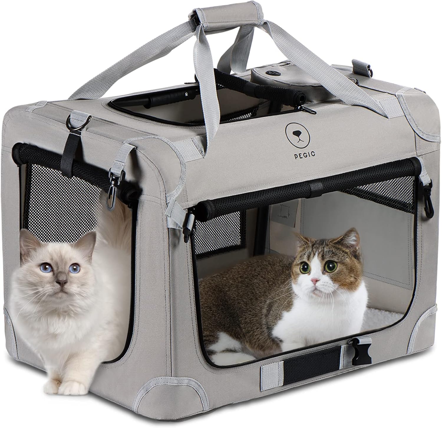 Extra Large Cat Carrier for 2 Cats, Portable Soft Sided Large Pet Carrier for Traveling, Indoor and Outdoor Uses, 24″×16″×16″
