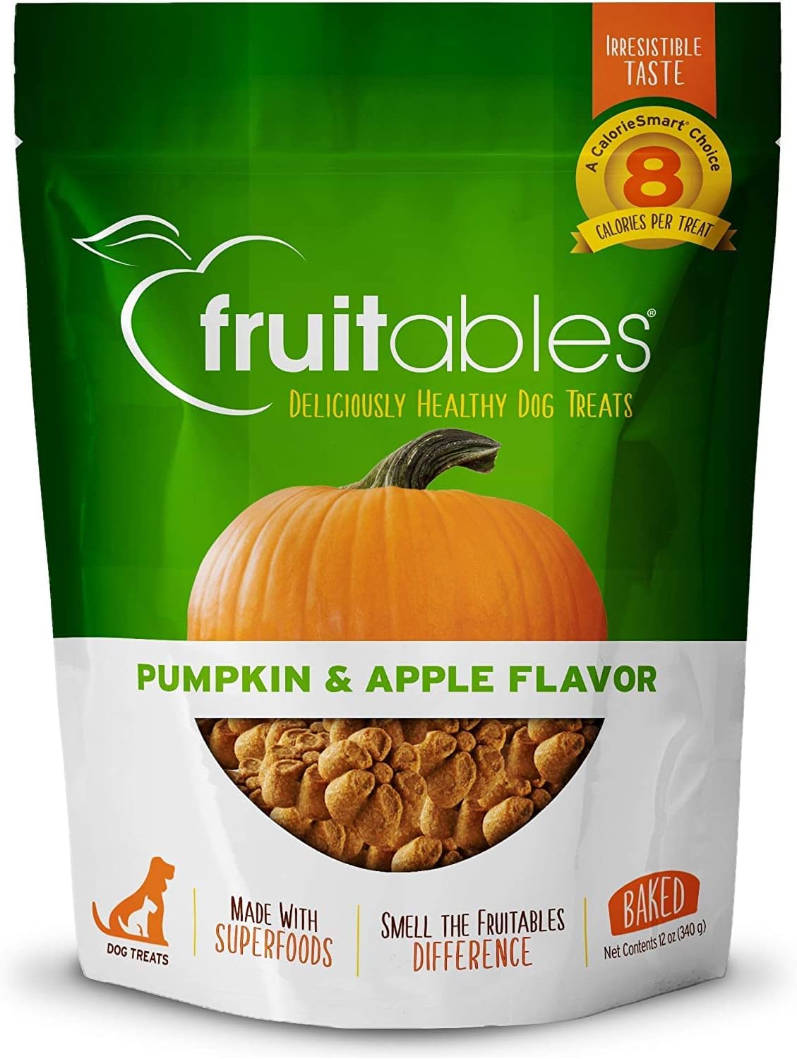 Fruitables Baked Dog Treats, Healthy Pumpkin Treat for Dogs, Low Calorie & Delicious, Free of Wheat, Corn and Soy, Made in the USA, Pumpkin and Apple Flavor, 7oz