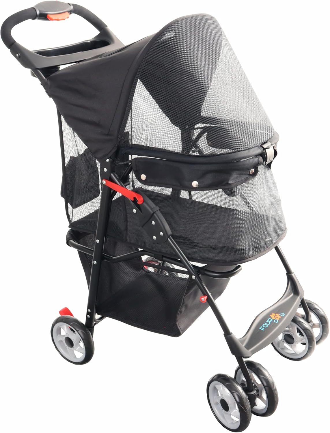 Full-Window Pet Stroller with Lock 4 Wheels for Cats & Dogs, with Storage Basket,Cup Holder, Travel Puppy/Cats Stroller.