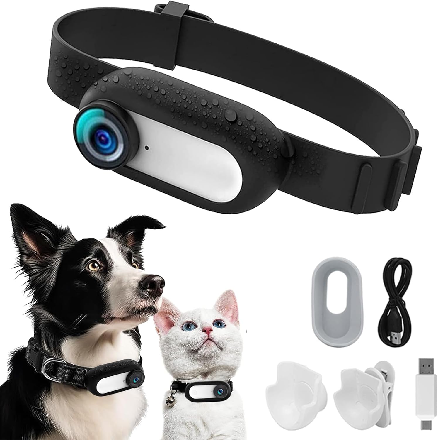 HD 1080P Cat Camera Collar with Video Record Wireless Mini Sport Cam,Small Action Cameras,Body Camera for Pet Supplies/Stuff,Outdoor/Inoor Birthday Gift No WiFi
