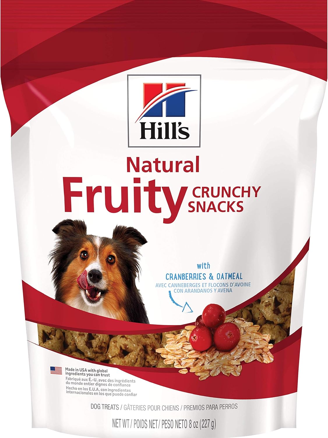 Hill’s Natural Fruity Crunchy Snacks, All Life Stages, Great Taste, Dog Treats, Cranberries & Oatmeal , 8 oz Bag