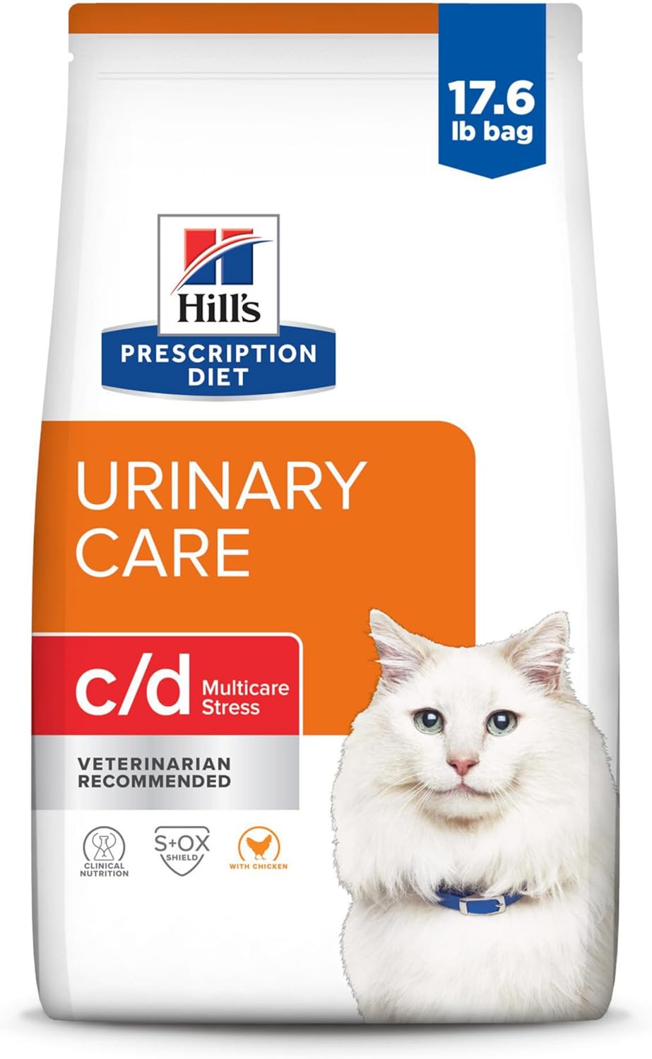 Hill’s Prescription Diet c/d Multicare Stress Urinary Care with Chicken Dry Cat Food, Veterinary Diet, 17.6 lb. Bag