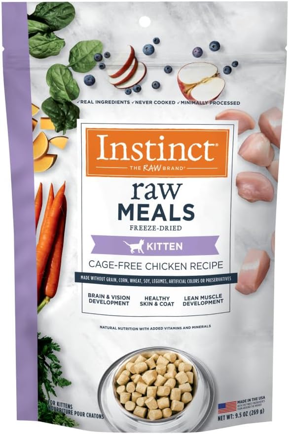 Instinct Kitten Freeze Dried Raw Meals, Natural Dry Cat Food, Grain Free – Cage Free Chicken, 9.5 oz. Bag