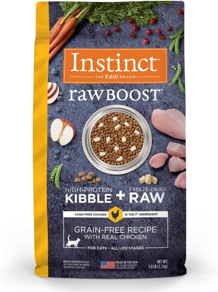 Instinct Raw Boost, Natural Dry Cat Food with Freeze Dried Pieces, High Protein, Grain Free Recipe – Real Chicken, 5 lb. Bag