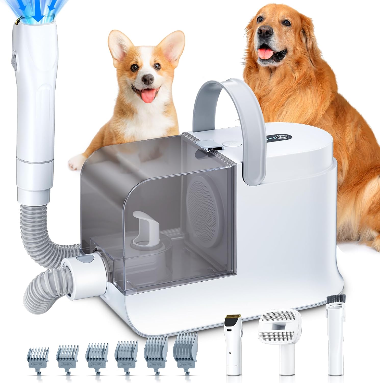 LABIGO Dog Grooming Vacuum, 12000Pa Dog Hair Vacuum with Pet Clipper, 1.8L Pet Grooming Vacuum for Shedding Grooming Trimming, 3 Suction Modes Dog Grooming Kit with 4 Grooming Tools for Dogs Cats