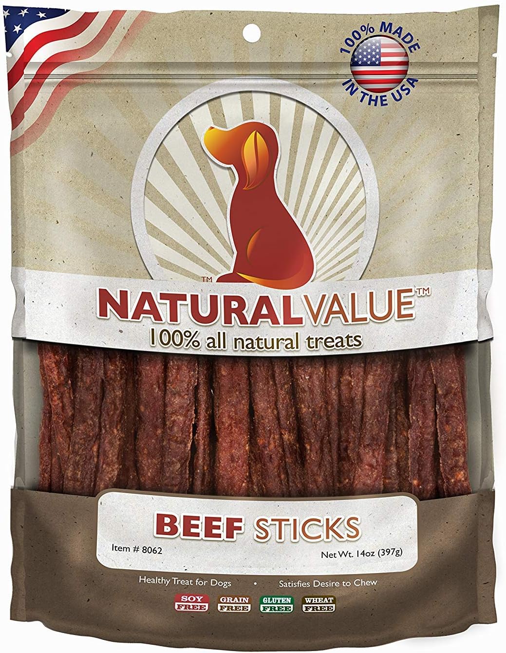 Loving Pets Natural Value Beef Sticks – Soft Jerky Dog Treats for Large & Small Breeds – Healthy Gluten, Wheat, Soy & Grain Free Pet Treats for Dogs