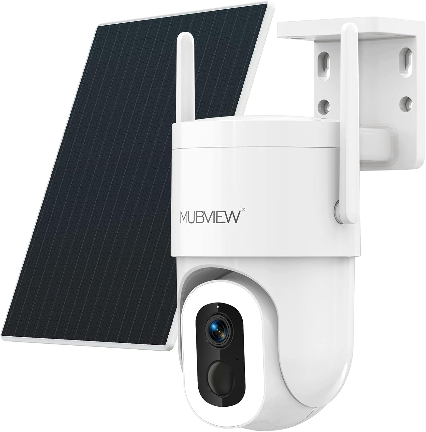 MUBVIEW Solar Security Cameras Wireless Outdoor, 2K Battery Powered Security Camera, Floodlight Camera with 800 Lumens Light & Siren, 360° PTZ, Color Night Vision, PIR Detection, 2.4GHz, IP66