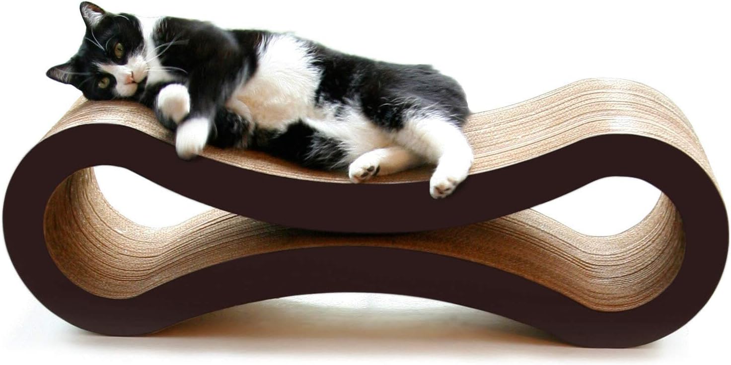 PetFusion Ultimate Cat Scratch Lounge, Cat Scratchers for Indoor Cats, Reversible & Durable, Made from Recycled Corrugated Cardboard, Walnut Brown