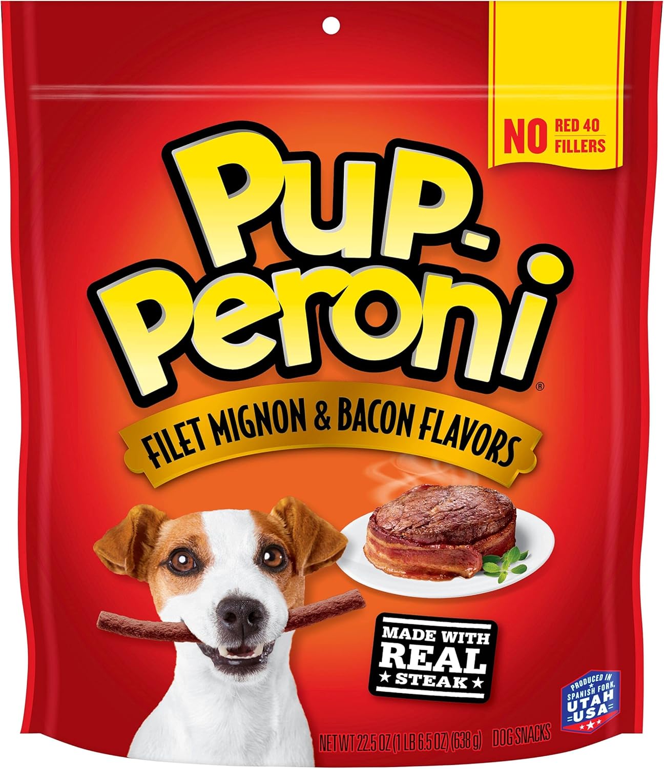 Pup-Peroni Dog Treats, Filet Mignon & Bacon Flavors, 22.5 Ounce, Made with Real Steak