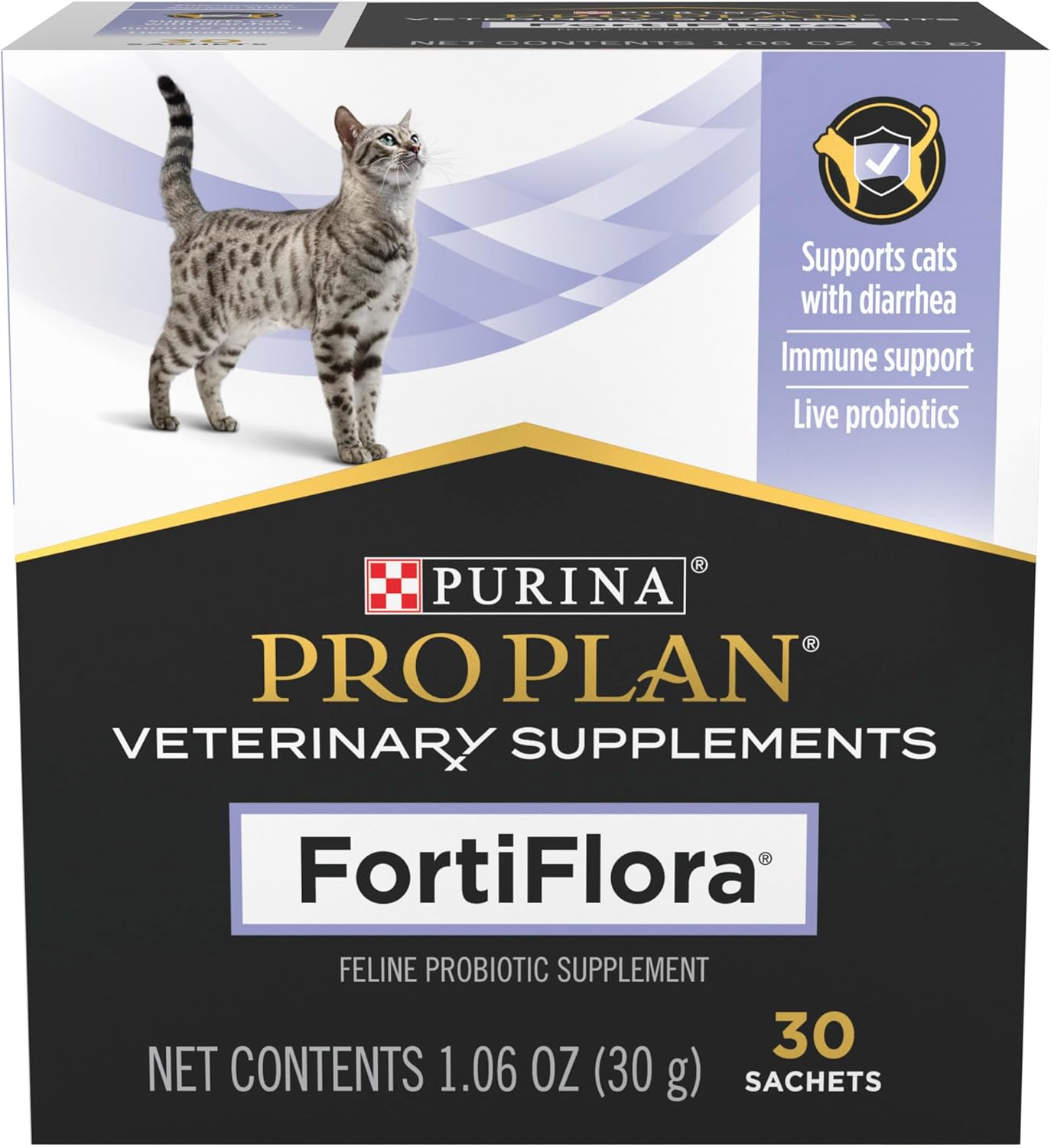 Purina Pro Plan Veterinary Supplements FortiFlora Cat Probiotic Supplement for Cats with Diarrhea – 30 ct. Box