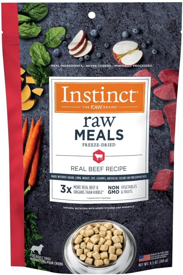 Raw Meals Freeze-Dried Beef Dog Food, 9.5 oz. Bag