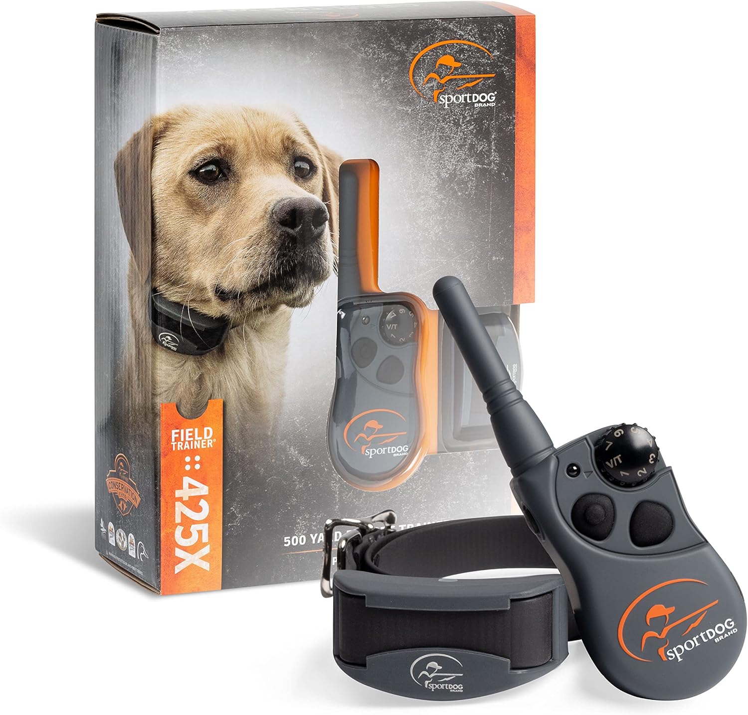 SportDOG Brand FieldTrainer 425X Remote Trainer – 500 Yard Range – Waterproof, Rechargeable Dog Training Collar with Static, Vibrate, and Tone