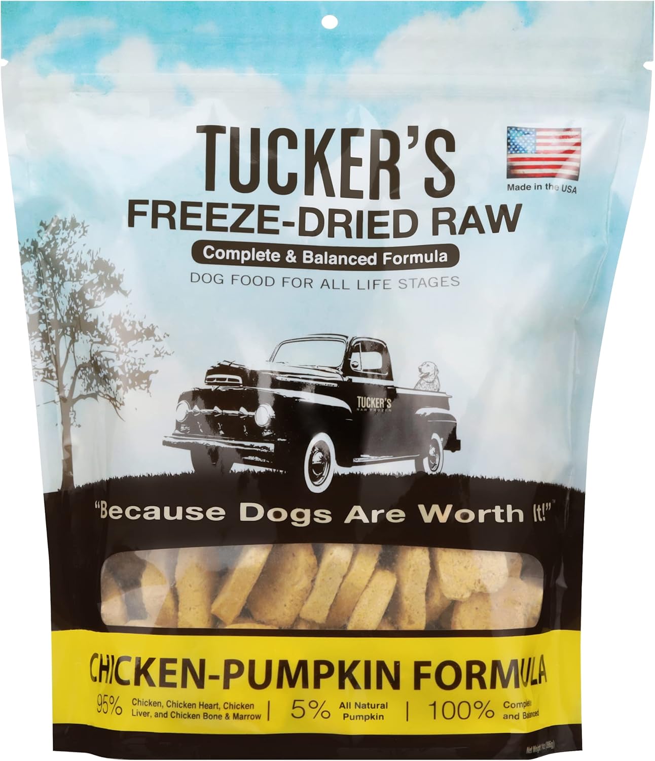 Tucker’s Raw Frozen Freeze Dried Raw Dog Food, Chicken & Pumpkin Formula 14oz