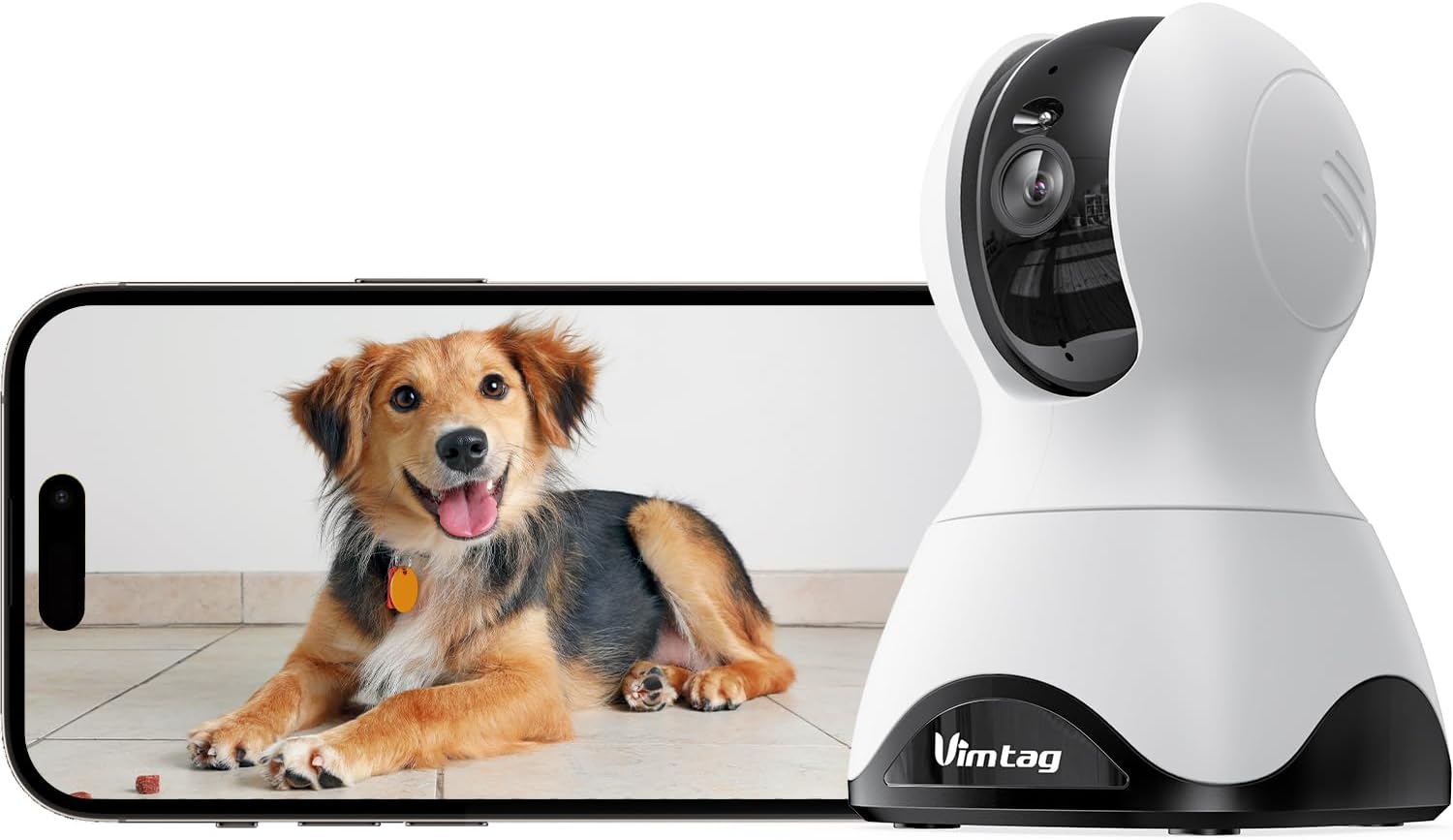 VIMTAG Pet Camera 2.5K 4MP Indoor Security Home Camera 2.4/5Ghz WiFi 360° Pan/Tilt Dog Cat Baby Monitor Phone App Night Vision Motion Alerts Cloud/SD Card Storage(Up to 512GB) Work with Alexa, 1 Pack