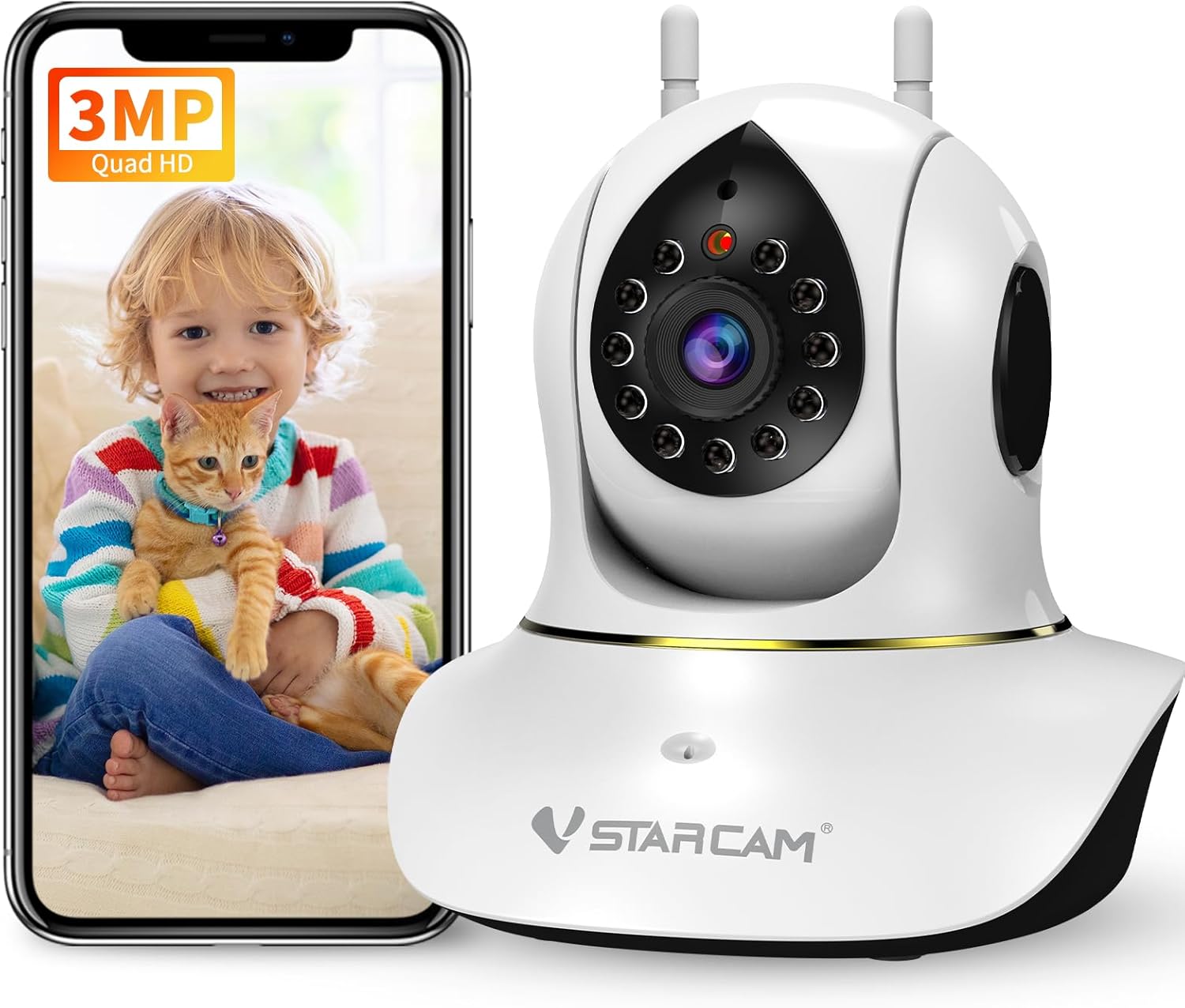 VSTARCAM Pet Camera for Cats, Interactive Dog & Cat Toy Camera with 3MP IR Night Vision, Motion Detection, 2-Way Audio, Cat Camera with Phone APP for Indoor Adult Cats/Kittens/Dogs