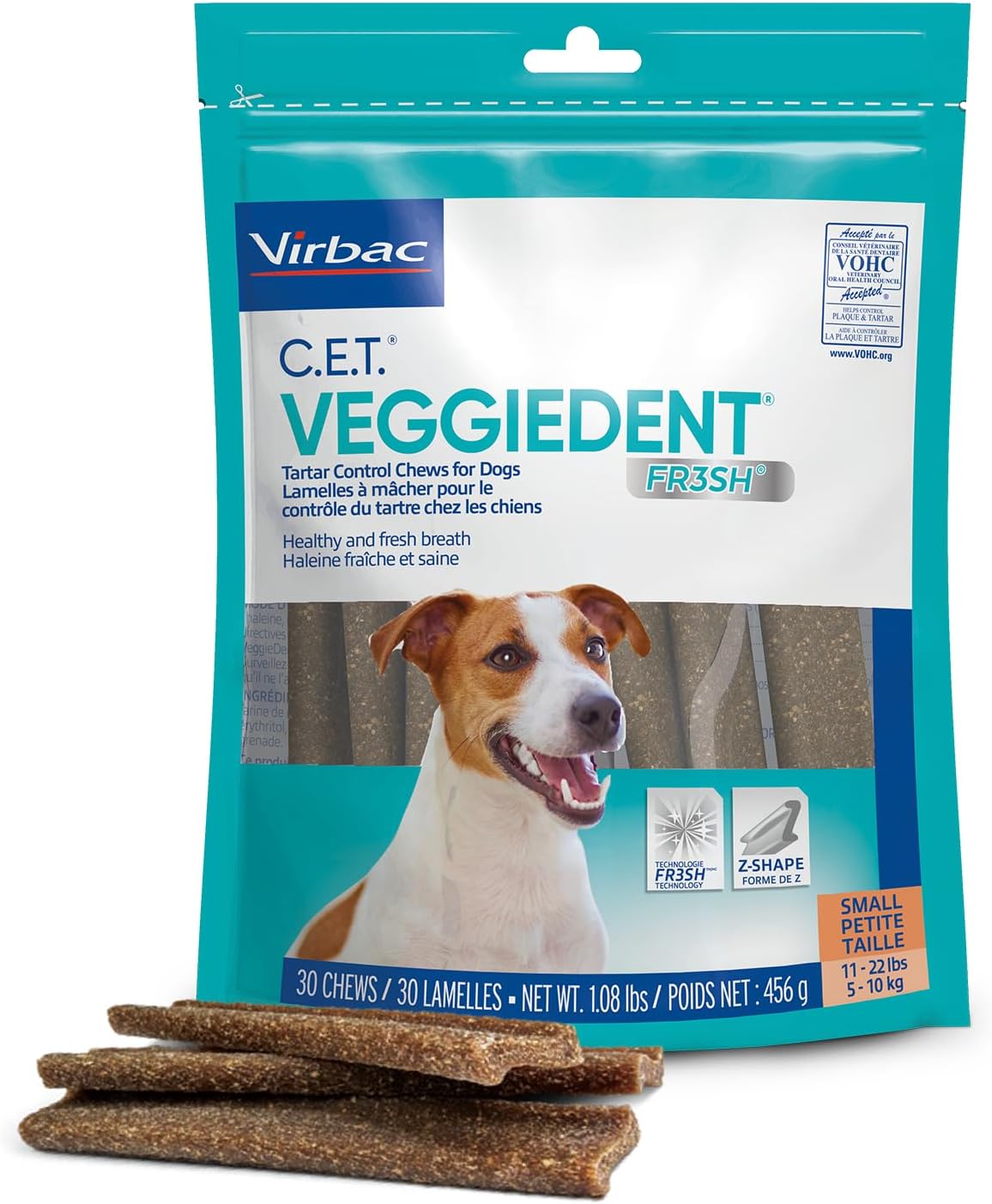Virbac CET VEGGIEDENT FR3SH Tartar Control Chews for Dogs – Small