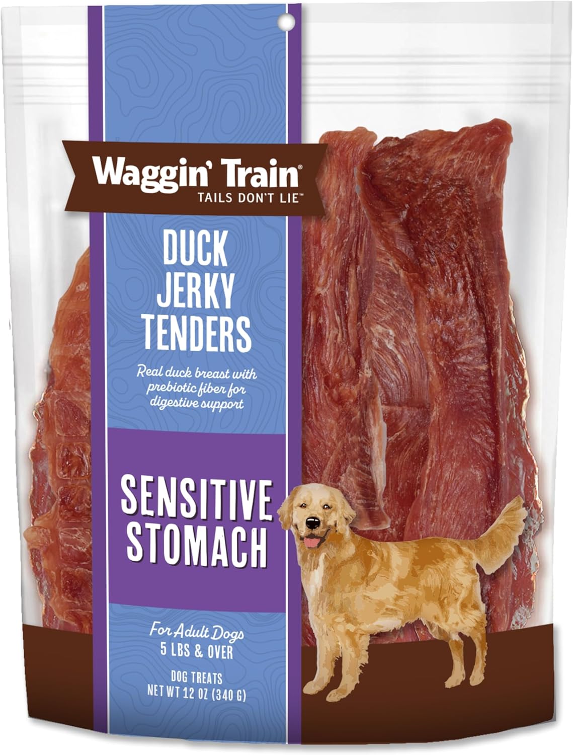 Waggin’ Train Duck Jerky Tenders for Sensitive Stomach for Dogs – 12 oz Pouch – Grain Free, High Protein Dog Treat