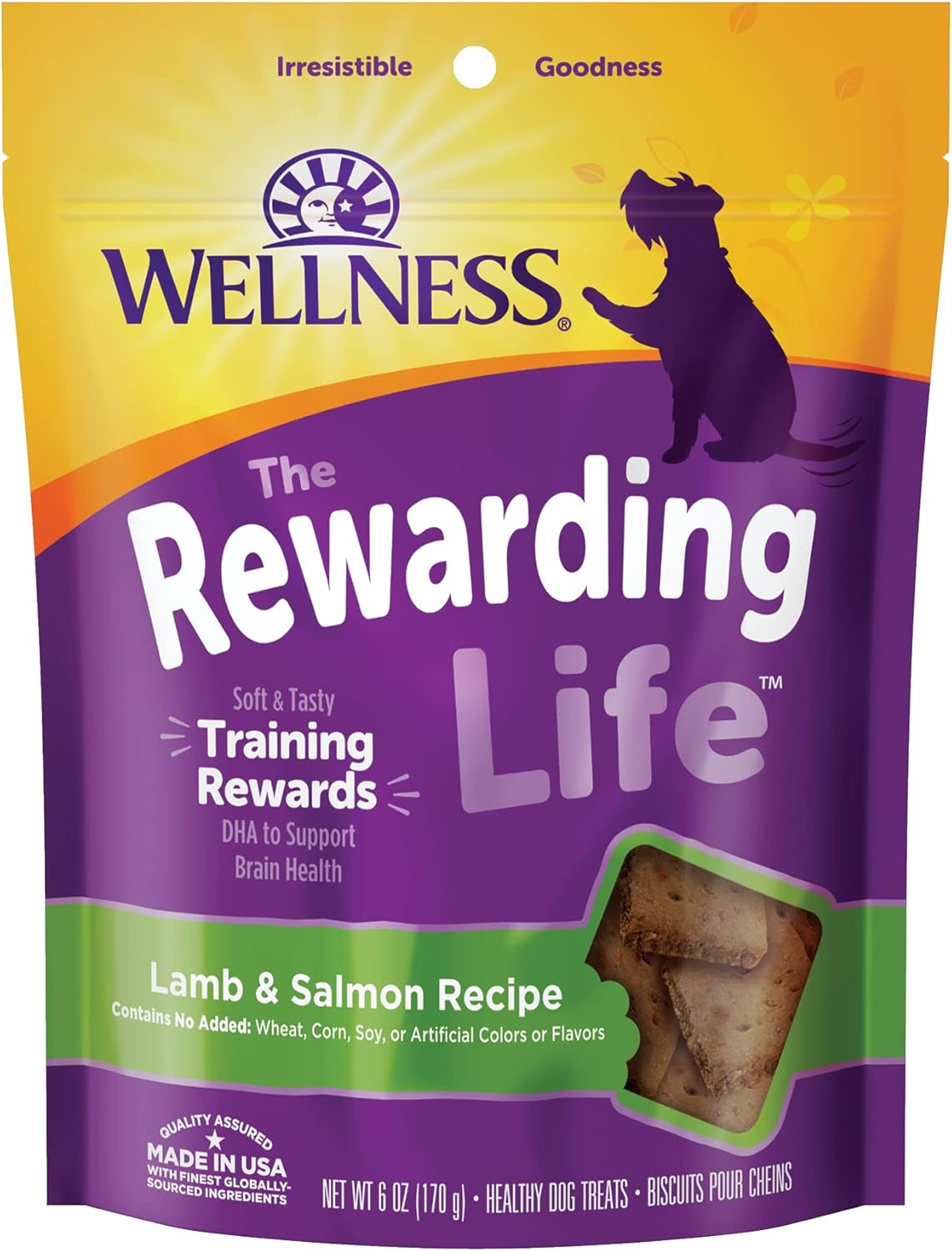 Wellness Rewarding Life Dog Treats, Natural, Training Treat, Grain Free, Soft Lamb & Salmon (6 Ounce bag)