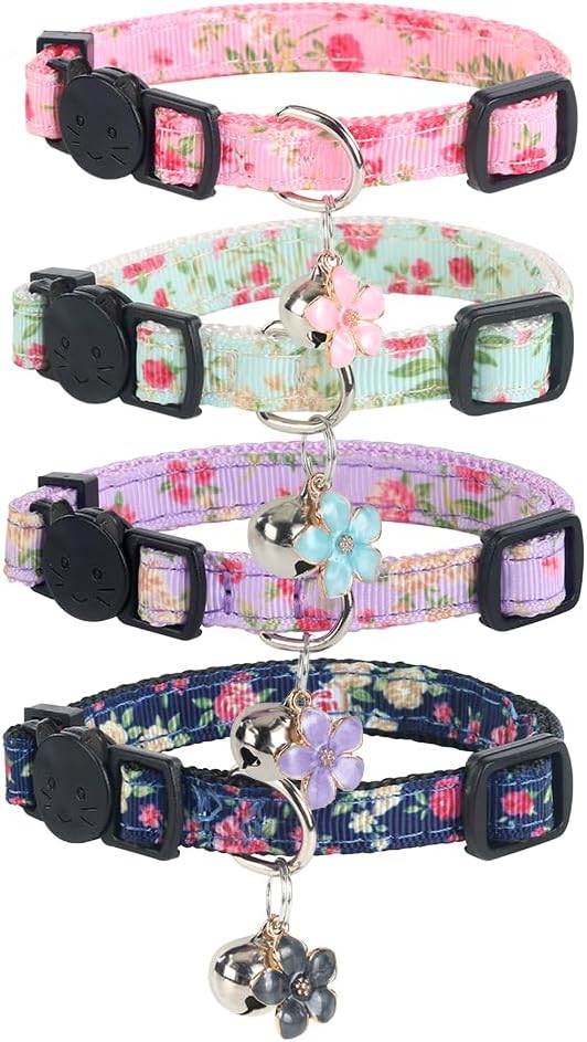 Yizepet Cat Collars with Bells, Breakaway Kitten Collar, Cute Kitty Collar in 4 Pack, Pet Supplies Accessories