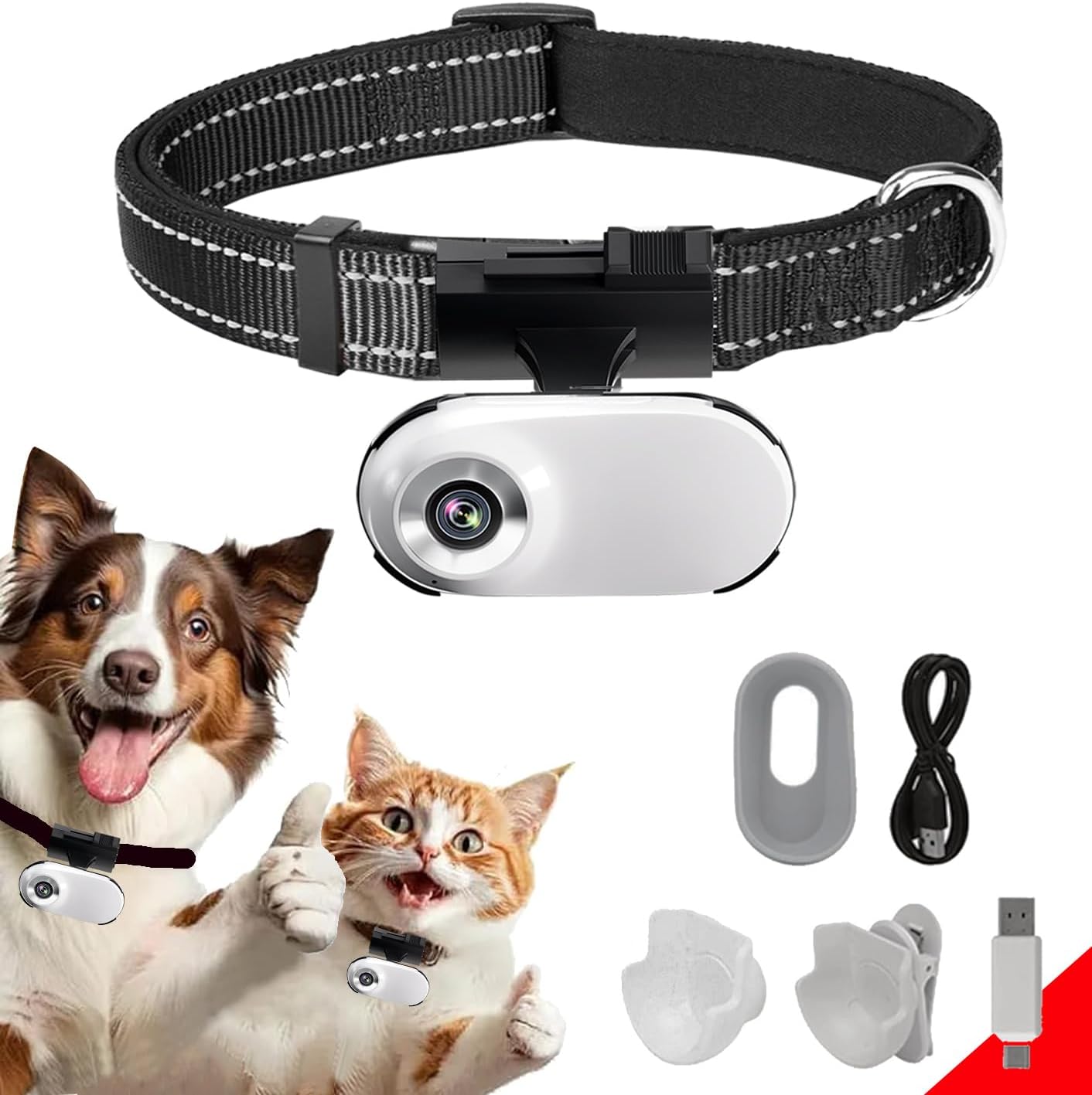 ehomful HD 1080P Cat Camera Collar with Video Record Wireless Mini Sport cam,Small Action Cameras,Body Camera for Pet Supplies/Stuff,Outdoor/Inoor Birthday Gift No WiFi